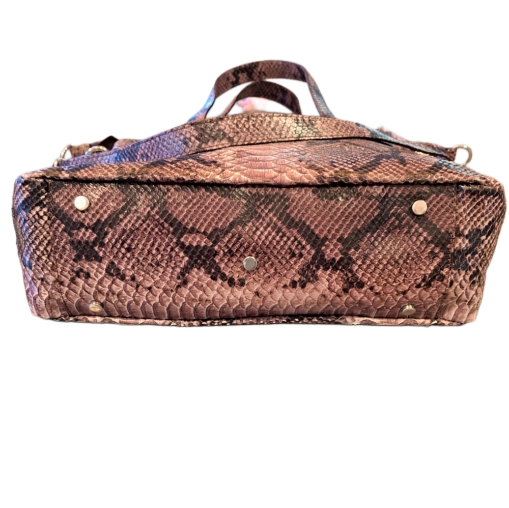 Cavalcanti Leather Python Print Bag - image 3